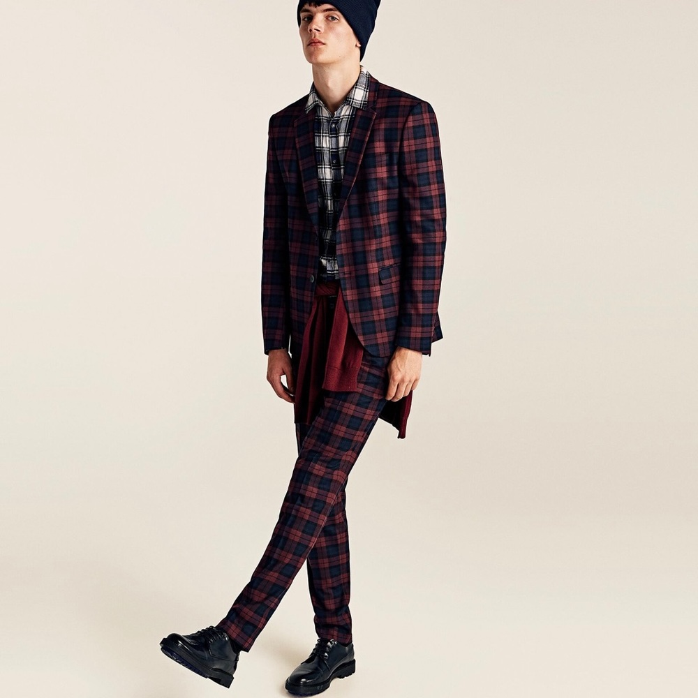 Zara Man Checked Suit Trousers